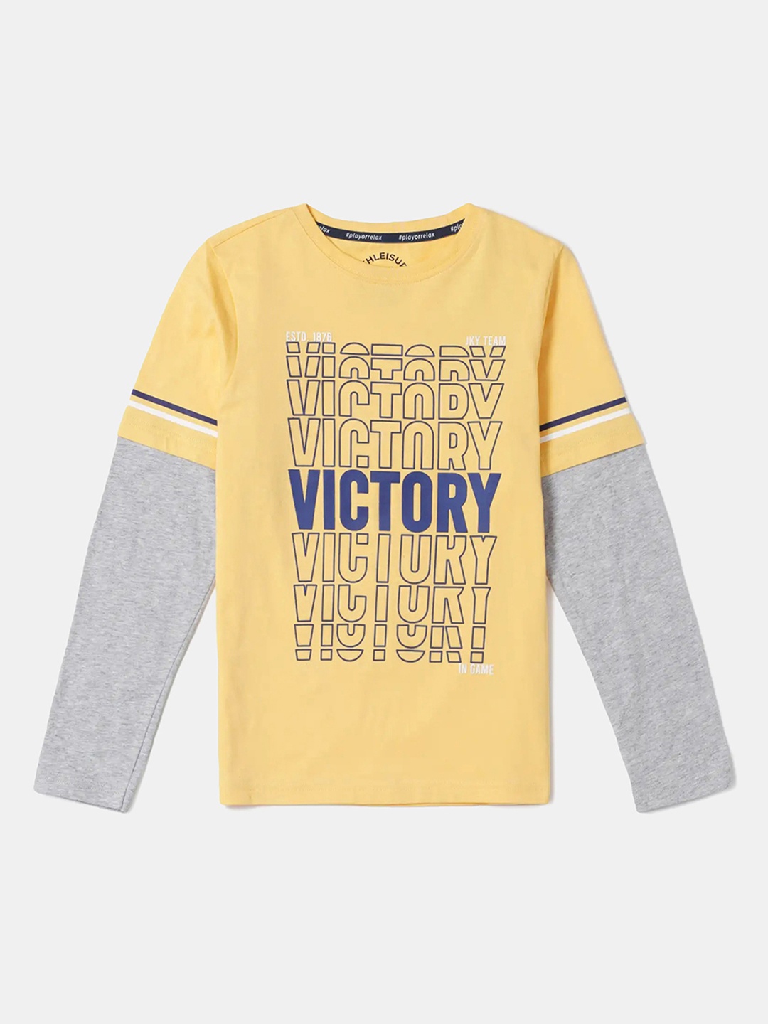 

Jockey Boy Super Combed Cotton Printed Round Neck Full Sleeve Tshirt-AB33, Yellow