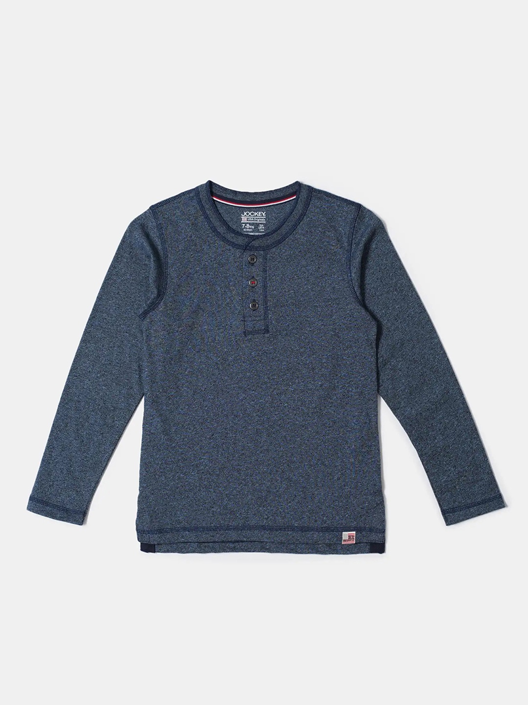 

Jockey Boys Super Combed Cotton Rich Graphic Printed Henley Neck T-shirt - UB14, Blue