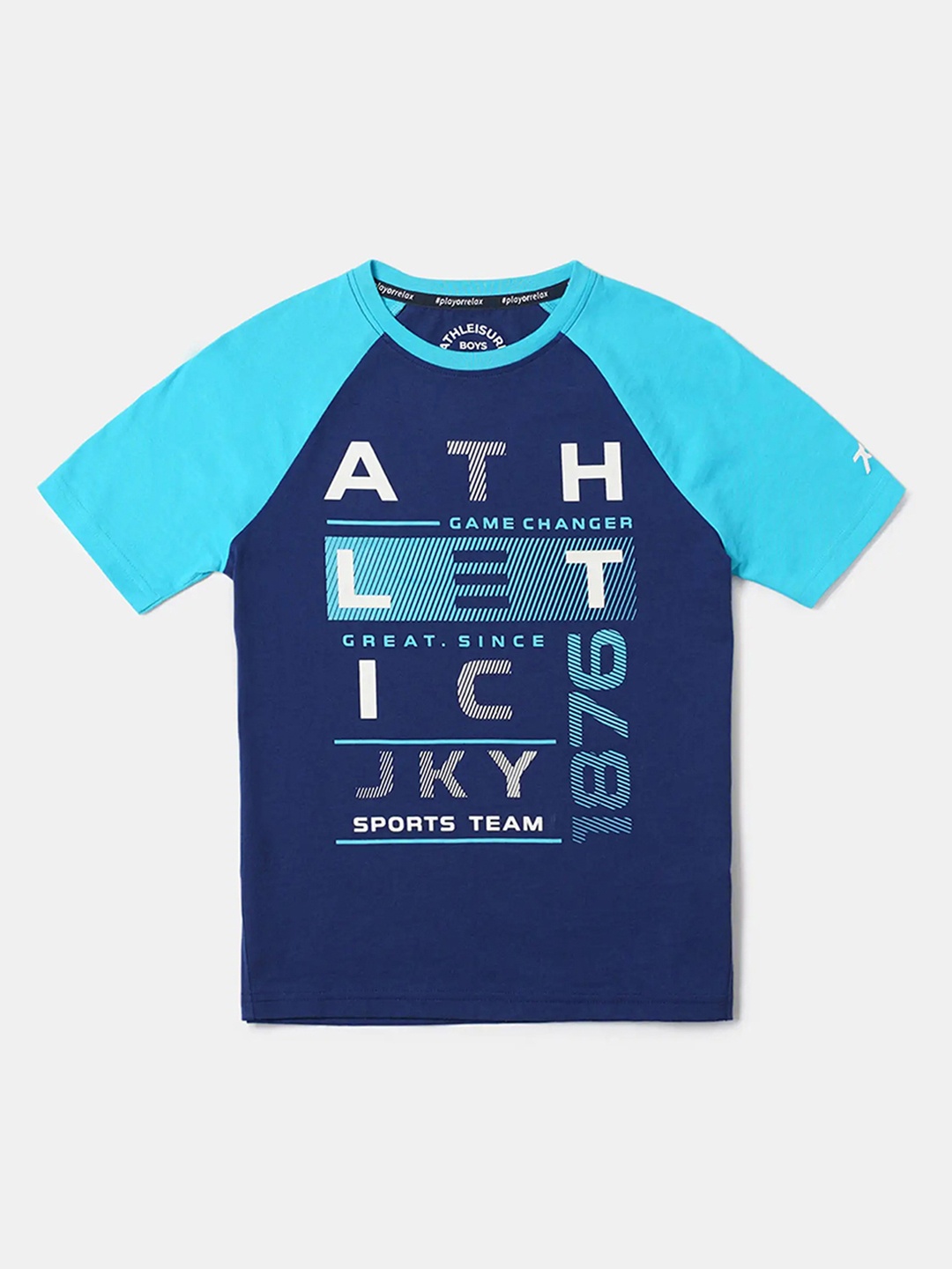 

Jockey Boys Super Combed Cotton Graphic Printed Round Neck Half Sleeve Tshirt - AB19, Blue