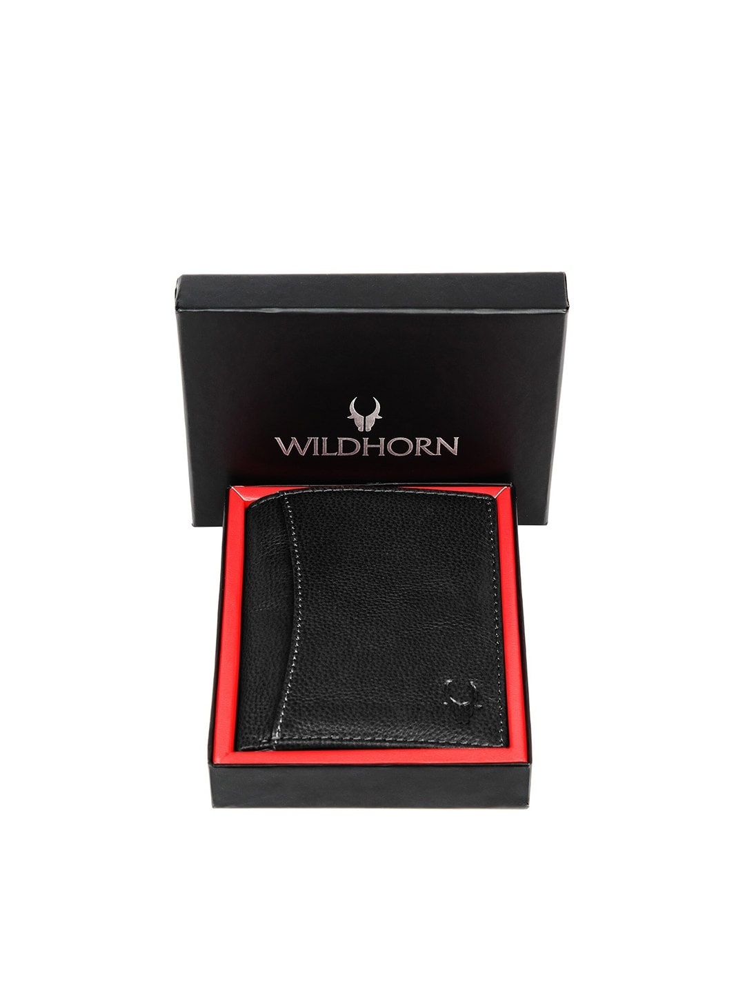 

WildHorn Men Black Leather Two Fold Wallet