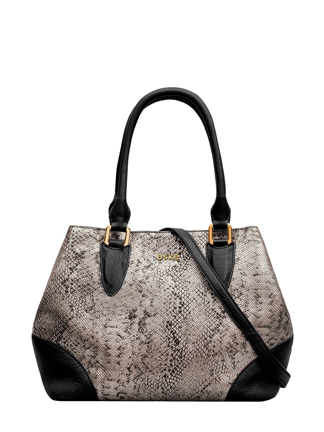 

Eske Grey Animal Textured Leather Structured Handheld Bag