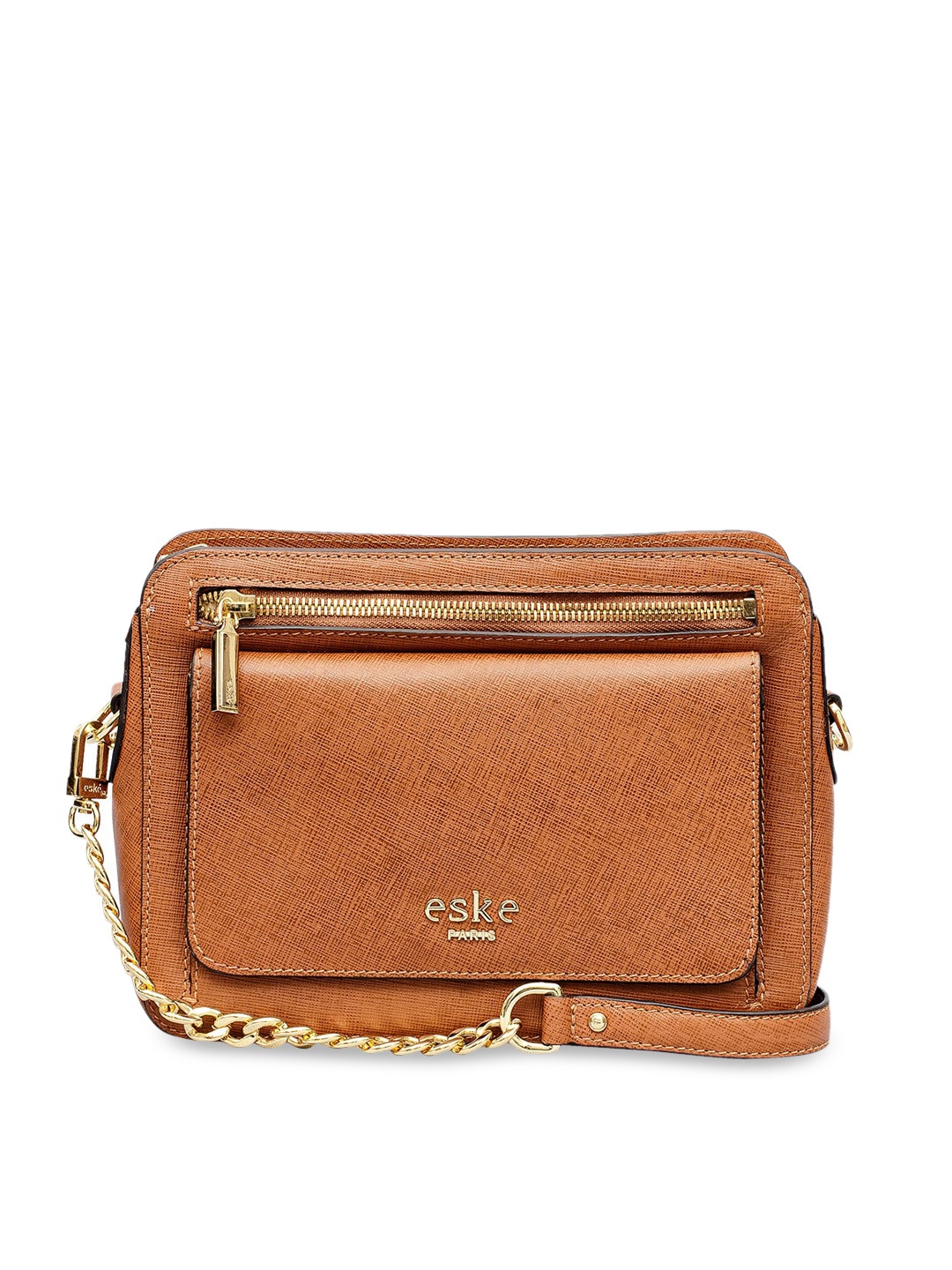 

Eske Tan Textured Leather Structured Sling Bag