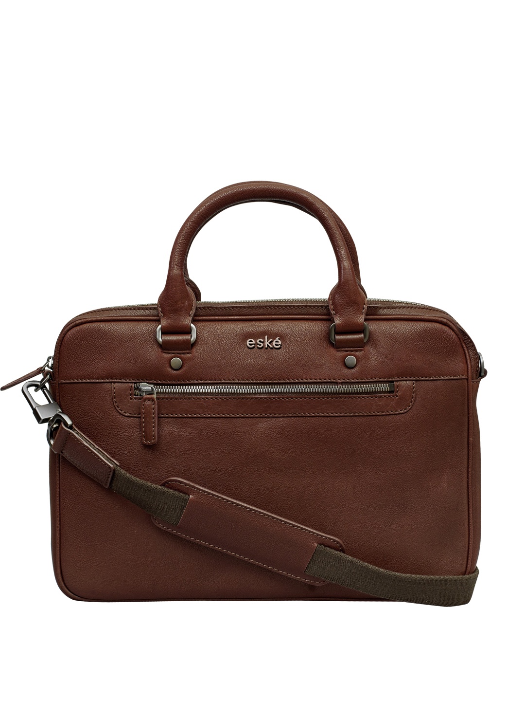 

Eske Men Brown Solid Leather Laptop Bag