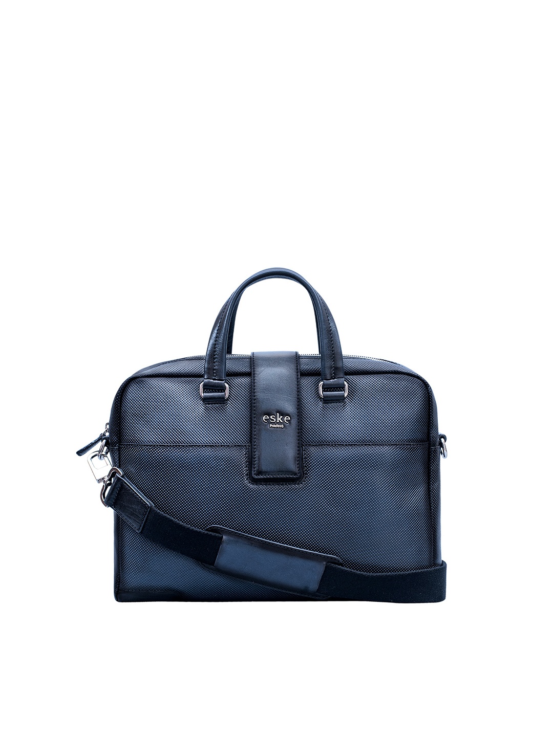 

Eske Men Navy Blue Textured Leather Laptop Bag