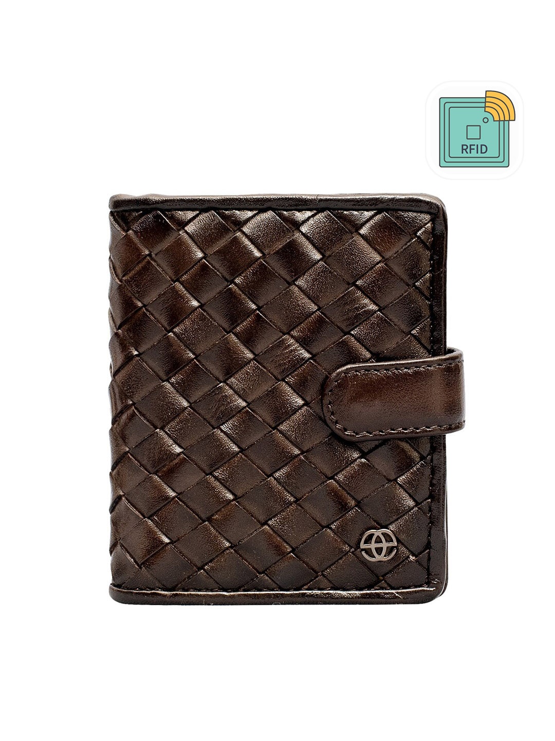 

Eske Unisex Brown Geometric Textured Leather Card Holder