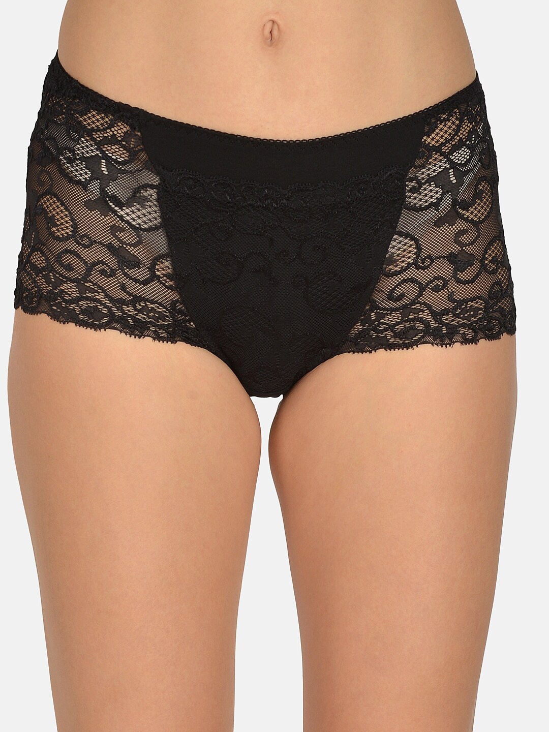 

mod & shy Women Black Self Design Hipster Briefs