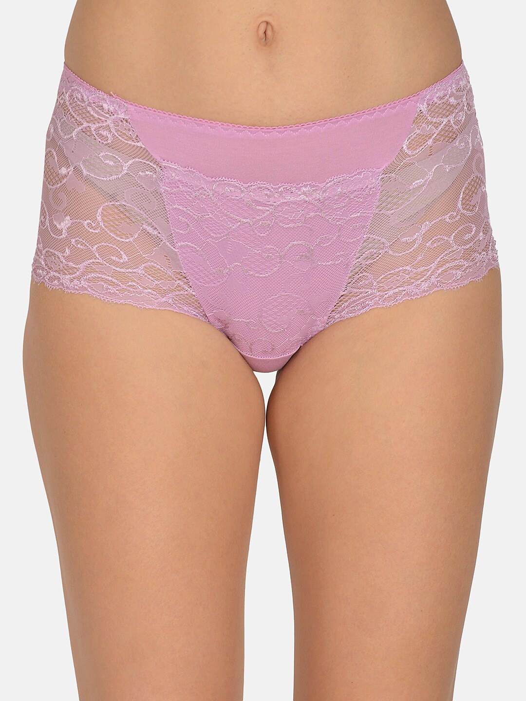 

mod & shy Women Mauve Self Design Lace Hipster Briefs