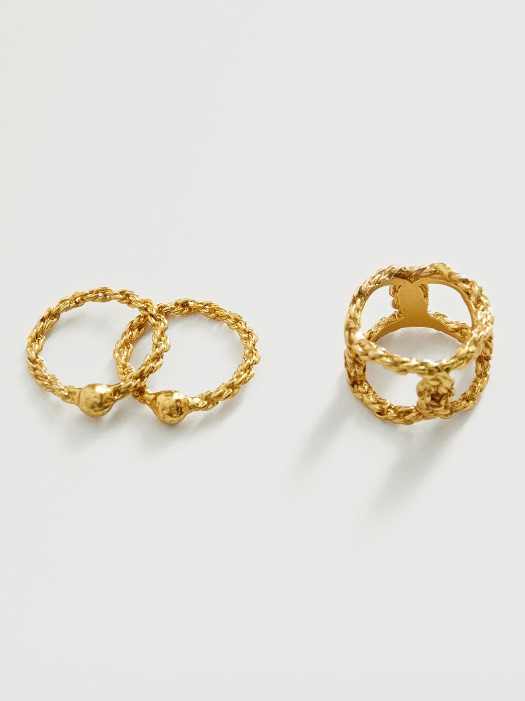 

MANGO Women Set of 3 Gold-Toned Finger Rings