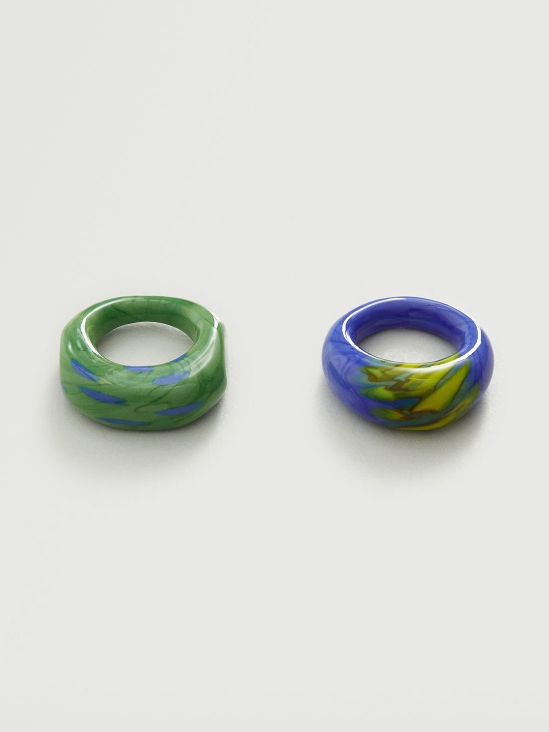 

MANGO Women Set of 2 Abstract Print Finger Rings, Blue