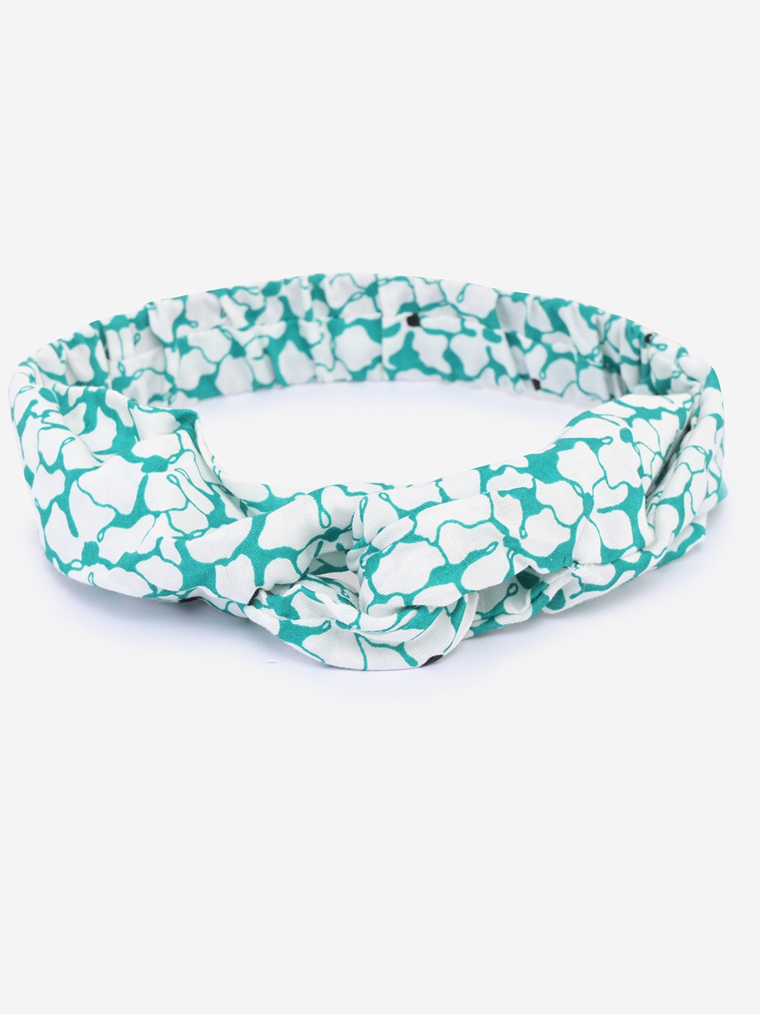 BuckleUp Girls Green & White Printed Hairband