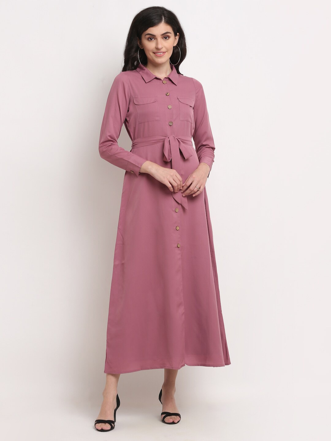 

La Zoire Mauve Crepe Shirt Maxi Dress