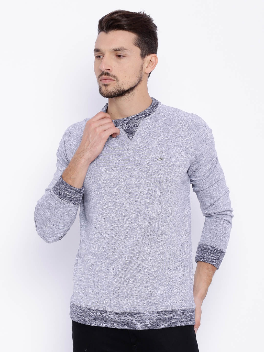 

Basics Grey Melange Muscle Fit Sweatshirt