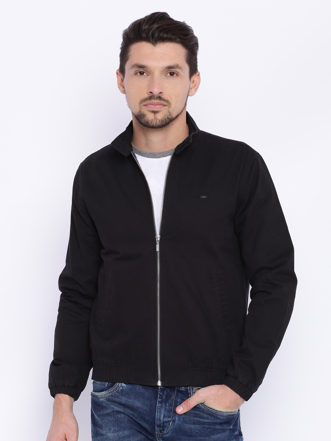 

Basics Black Solid Comfort Fit Jacket