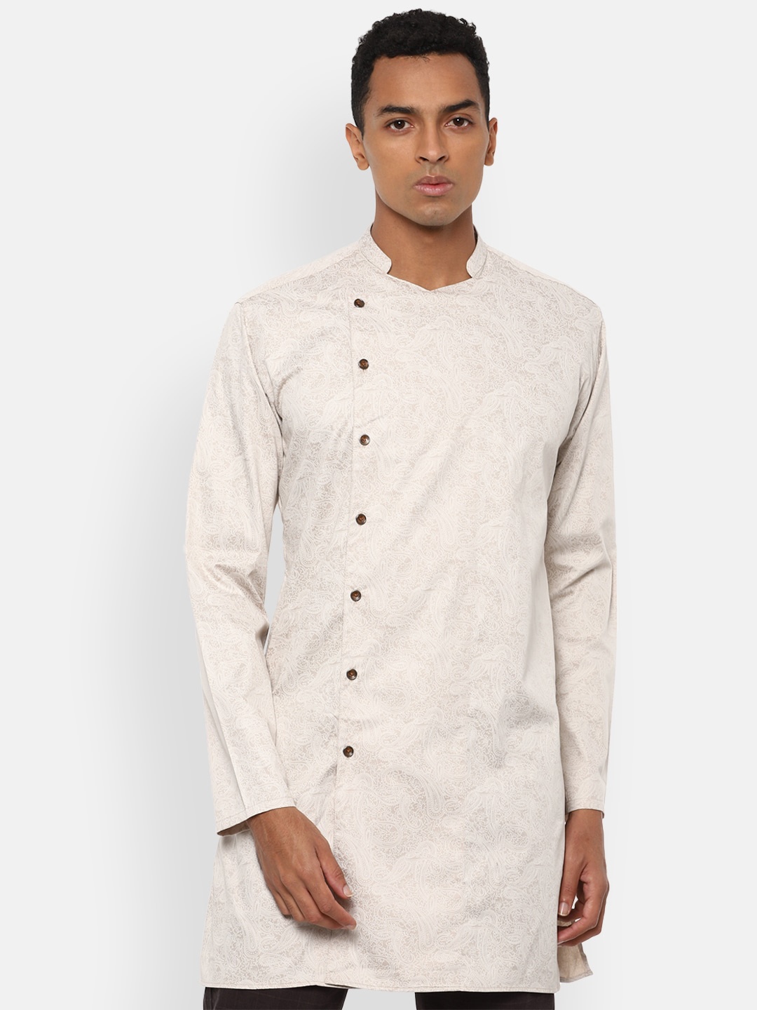 

V Dot Men Beige Slim Fit Printed Casual Shirt