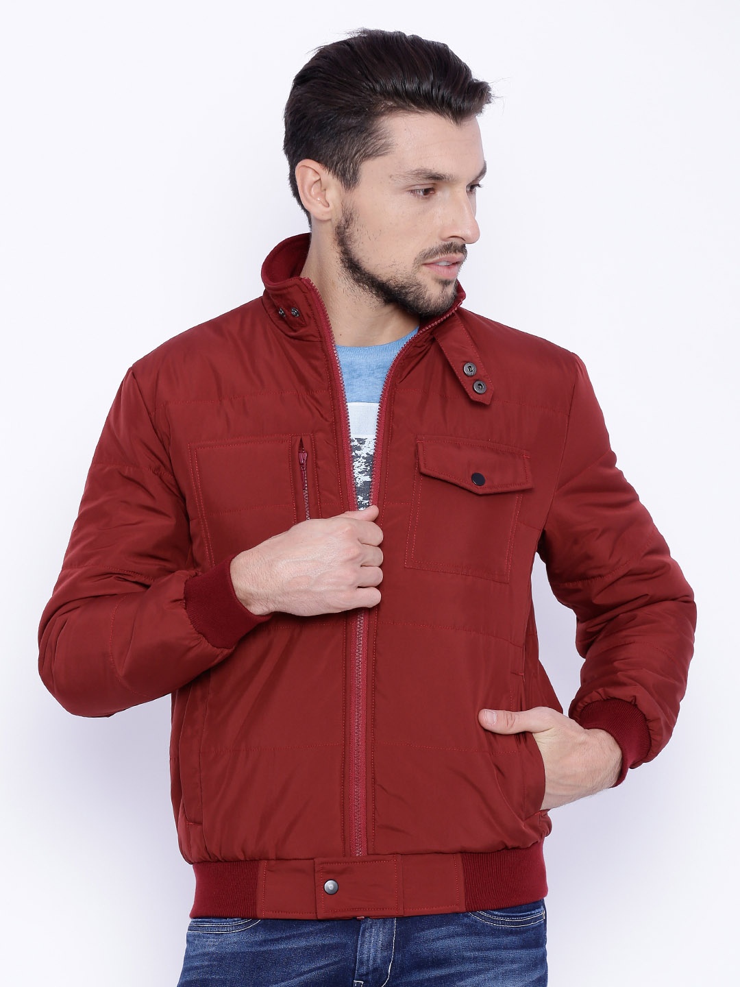 

Basics Red Comfort Fit Padded Jacket