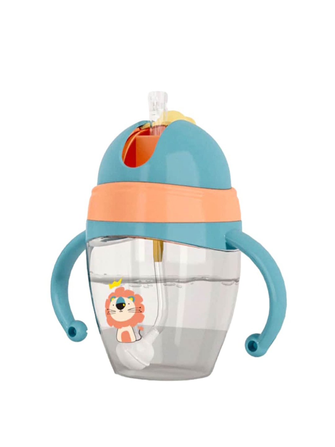 

GUCHIGU Infant Kids Blue Solid Straw & Double Handle 240 ml Sipper Bottle