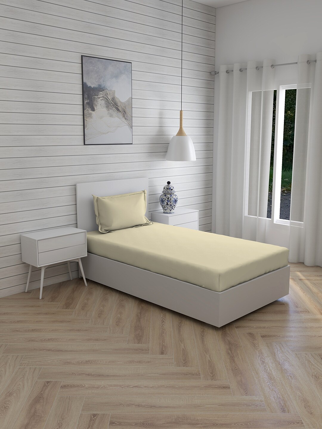 

Layers Beige 144 TC Single Bedsheet with 1 Pillow Covers