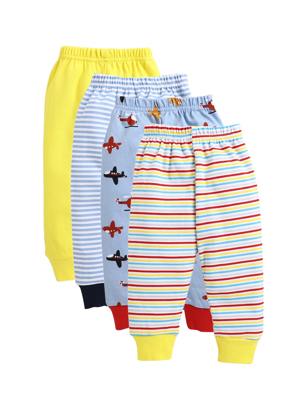 

BUMZEE Infant Boys Pack Of 4 Cotton Joggers, Yellow