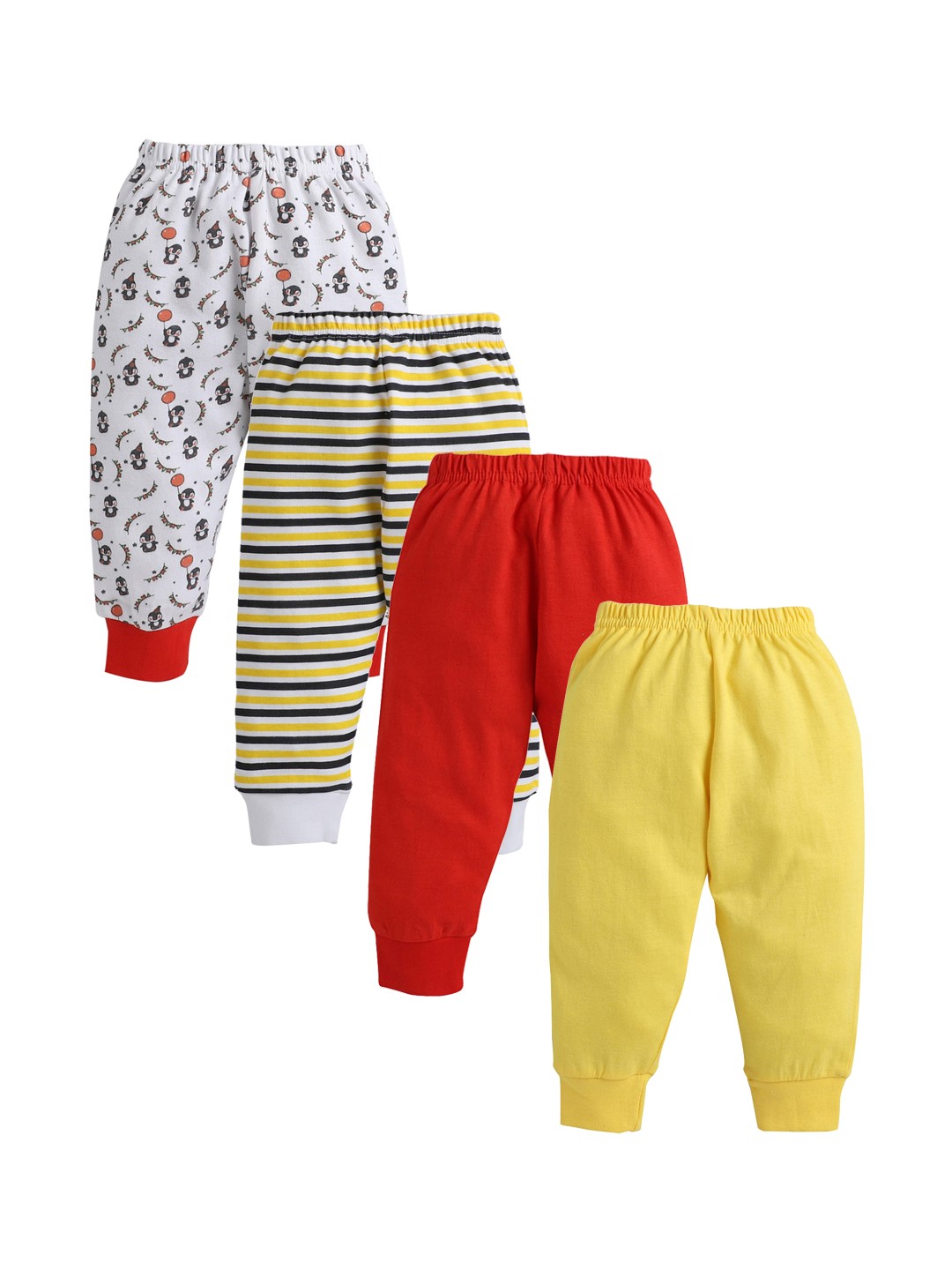 

BUMZEE Infant Boys Pack Of 4 Cotton Joggers, Yellow