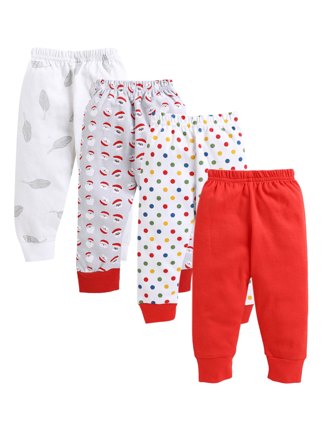 

BUMZEE Boys Pack Of 4 Cotton Joggers, Red