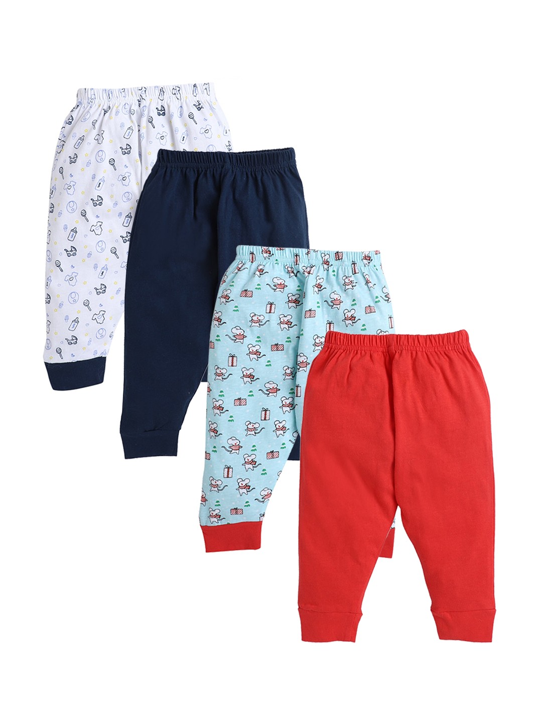 

BUMZEE Boys Pack of 4 Printed Cotton Joggers, Navy blue
