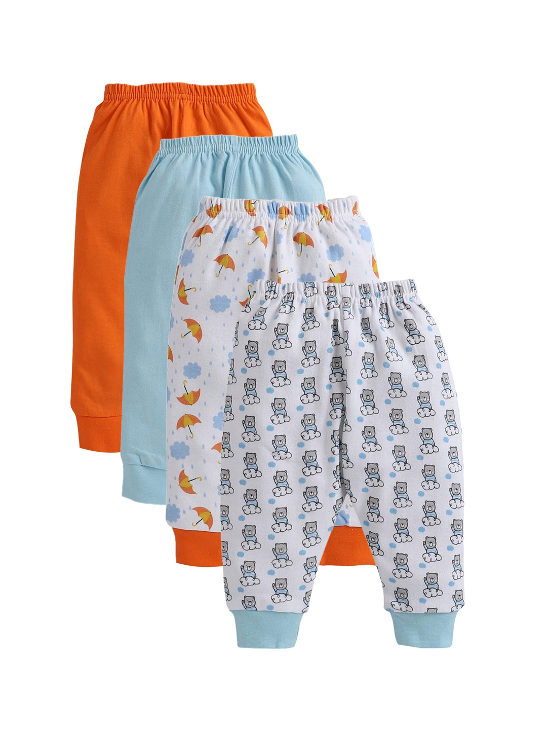 

BUMZEE Boys Pack Of 4 Cotton Joggers, Orange