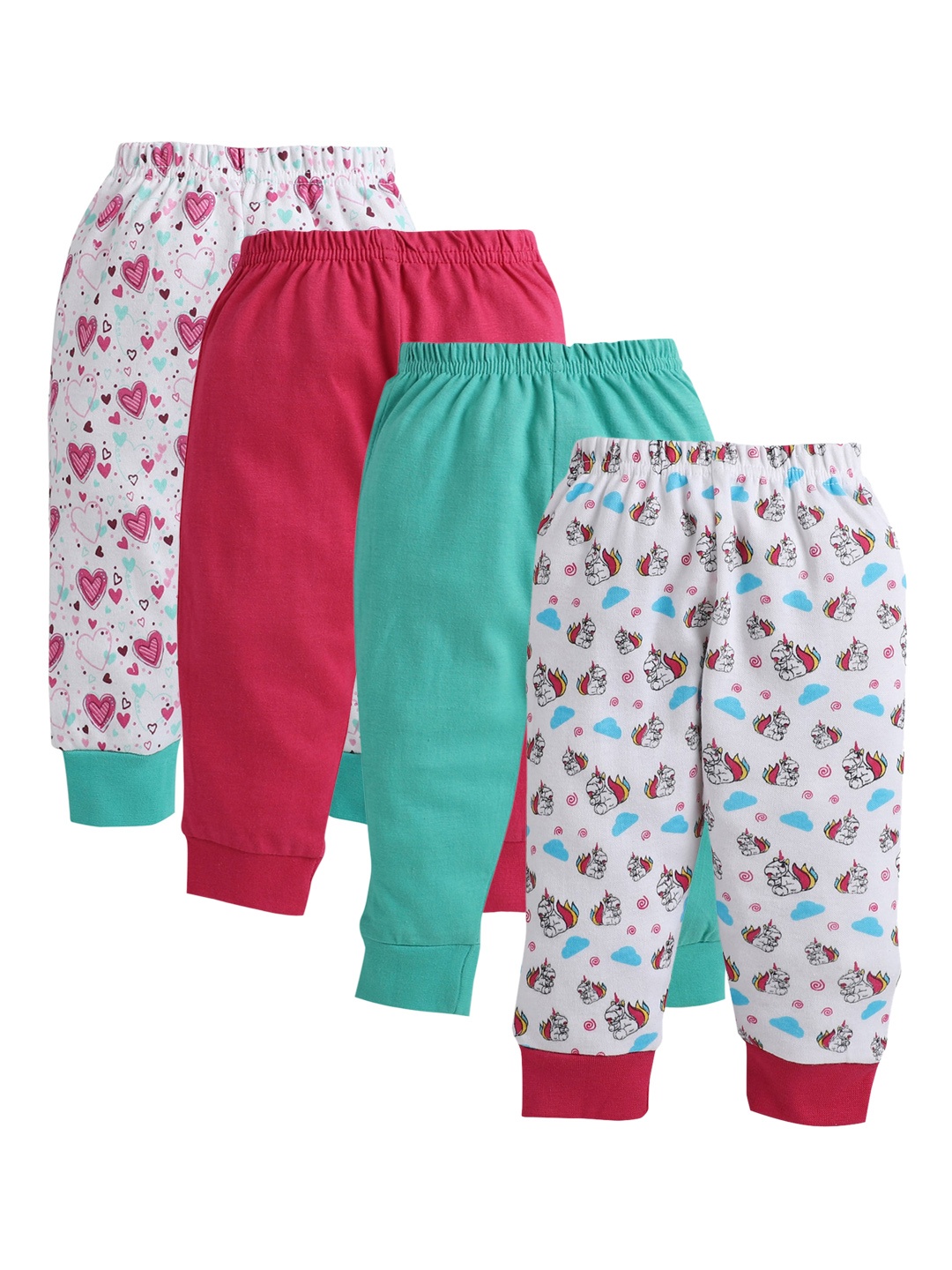 

BUMZEE Girls Pack Of 4 Cotton Joggers, Pink