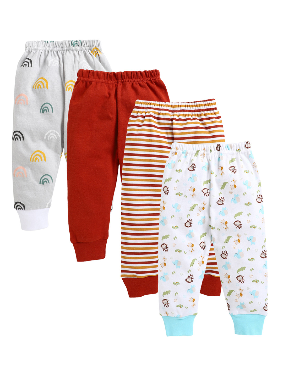 

BUMZEE Infant Boys Pack of 4 Printed Cotton Joggers, Rust