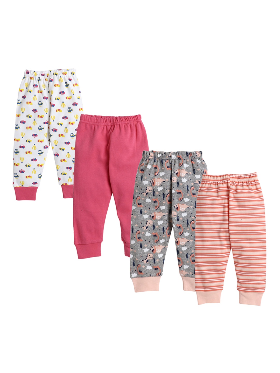 

BUMZEE Girls Pack Of 4 Cotton Joggers, Pink