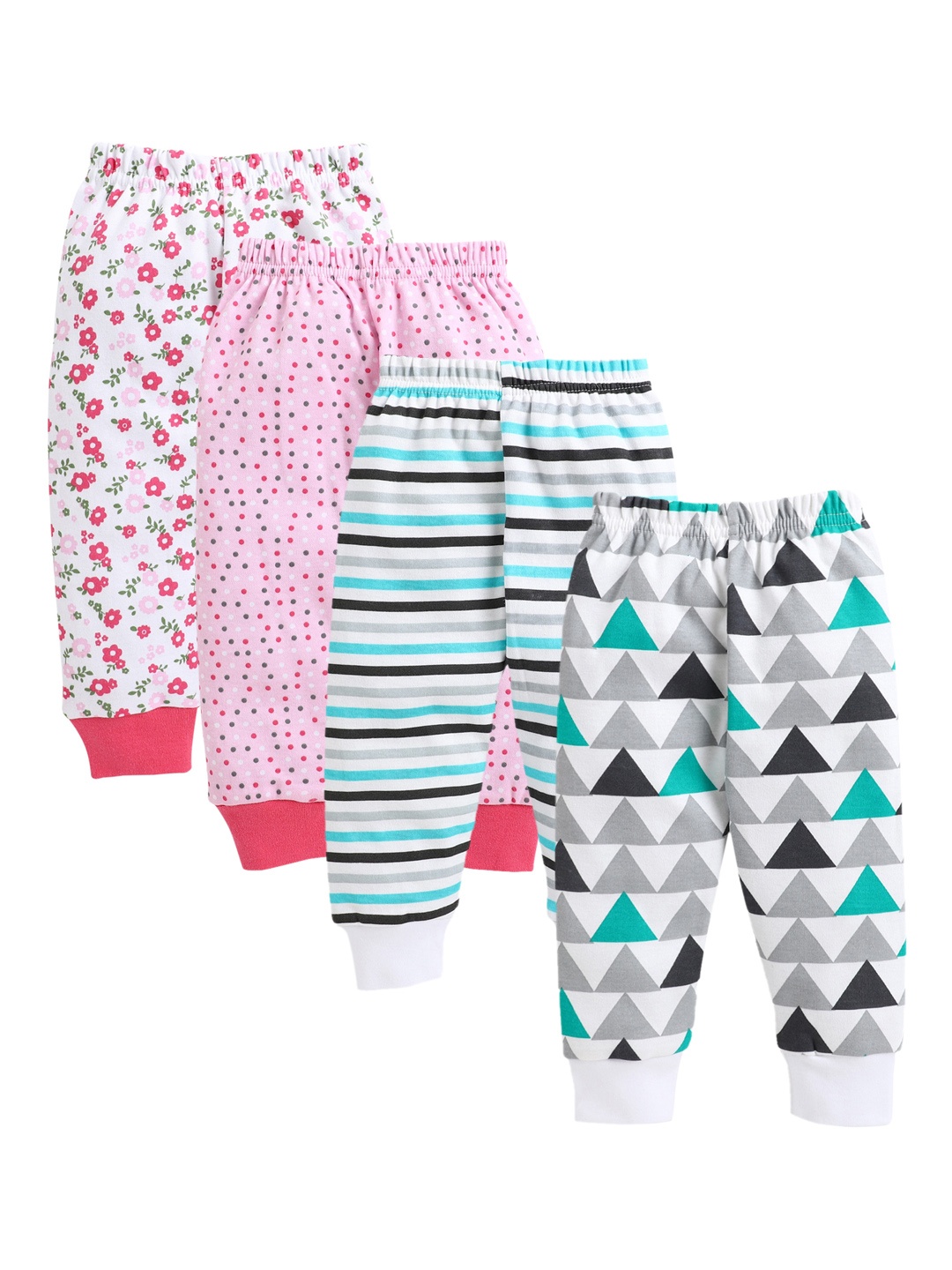 

BUMZEE Girls Pack Of 4 Printed Cotton Joggers, Pink