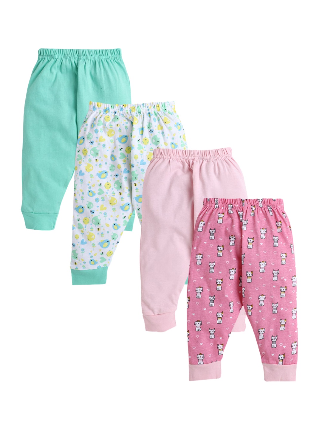 

BUMZEE Girls Pack of 4 Printed Cotton Joggers, Pink