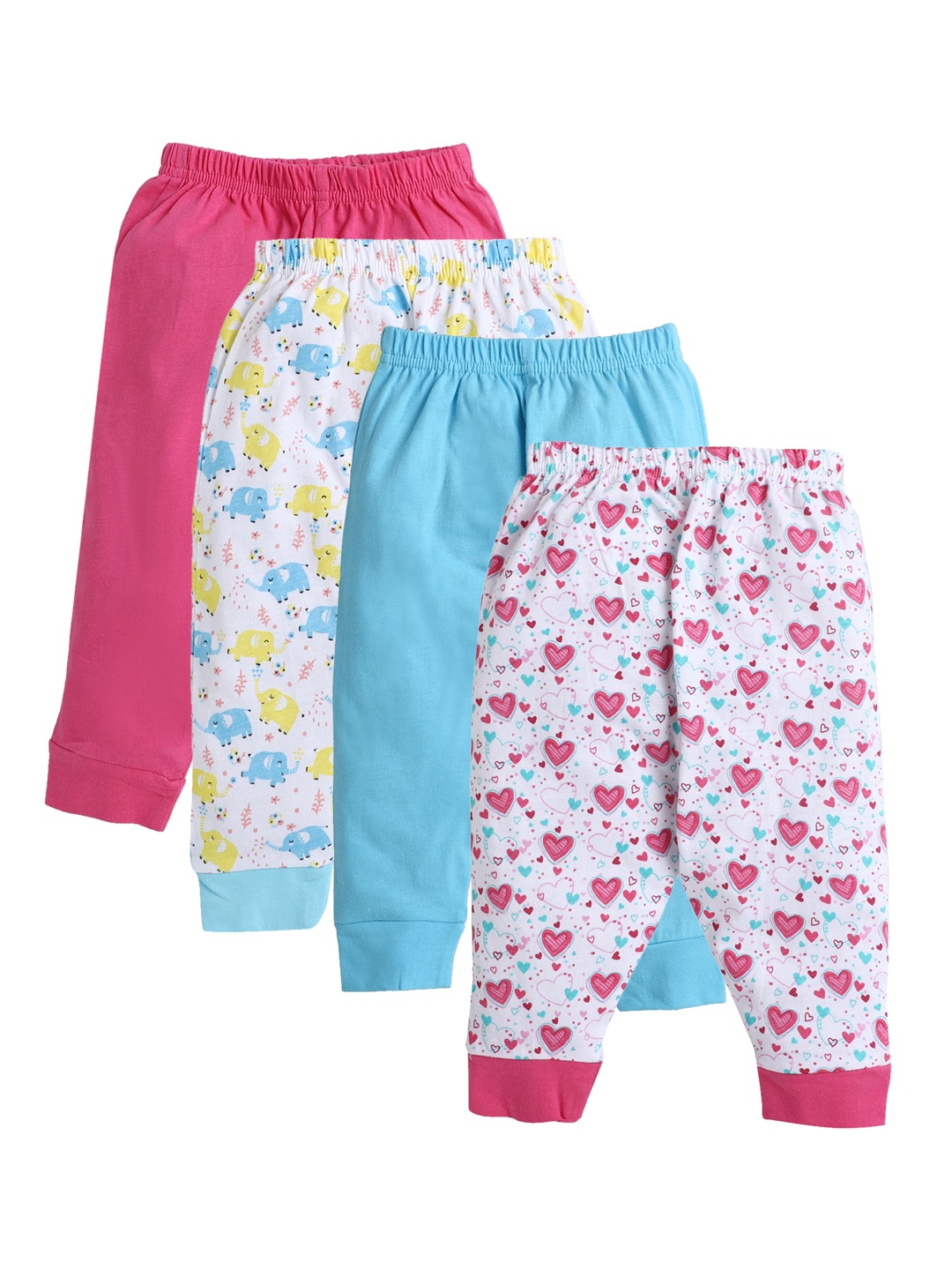 

BUMZEE Infant Girls Pack Of 4 Cotton Joggers, Pink