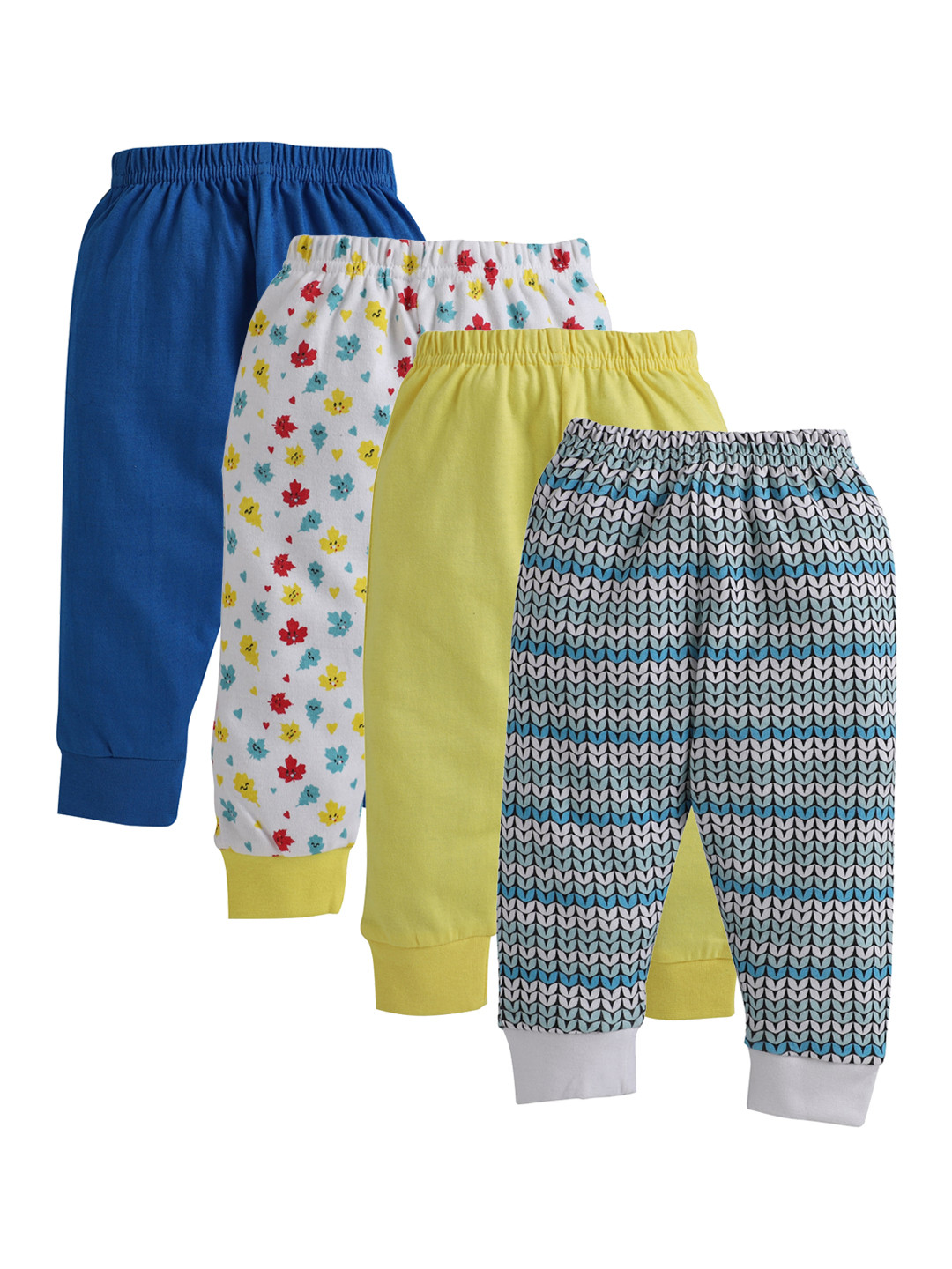 

BUMZEE Boys Pack Of 4 Printed Cotton Joggers, Blue