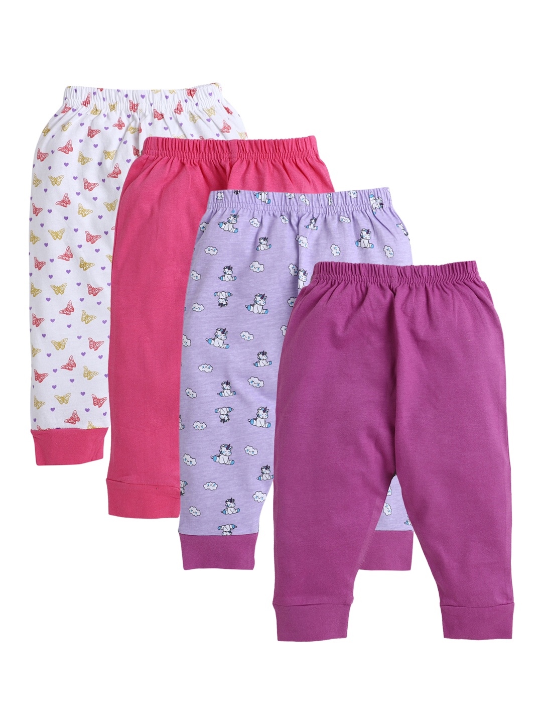 

BUMZEE Girls Pack Of 4 Cotton Joggers, Pink