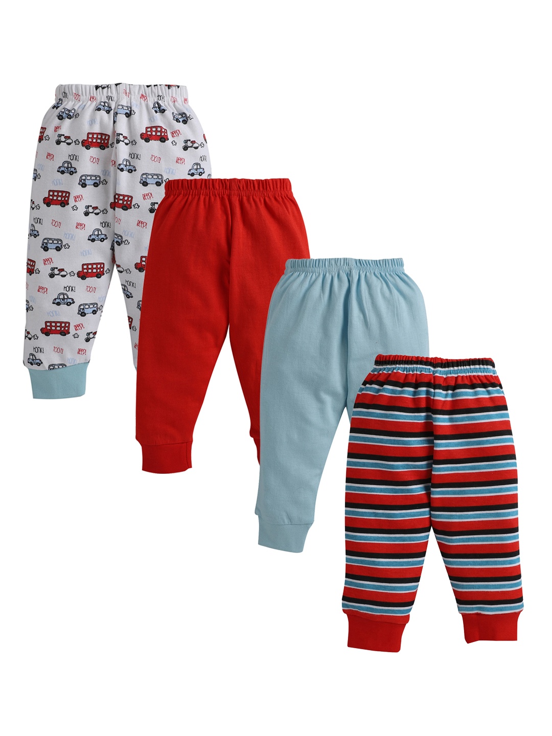 

BUMZEE Infants Boys Pack of 4 Cotton Joggers, Blue