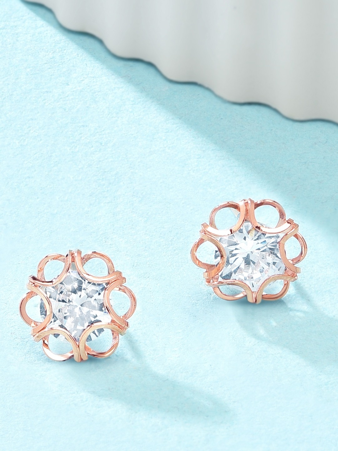 

AMI Rose Gold Floral Studs Earrings