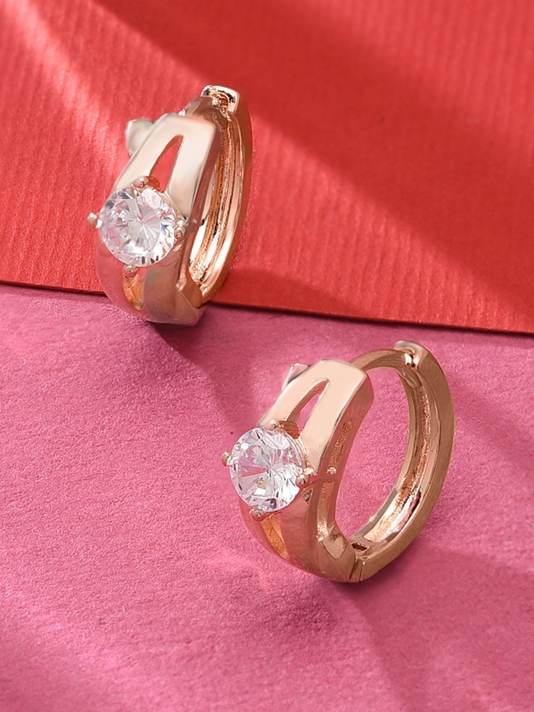 

AMI Rose Gold-Plated Contemporary Hoop Earrings