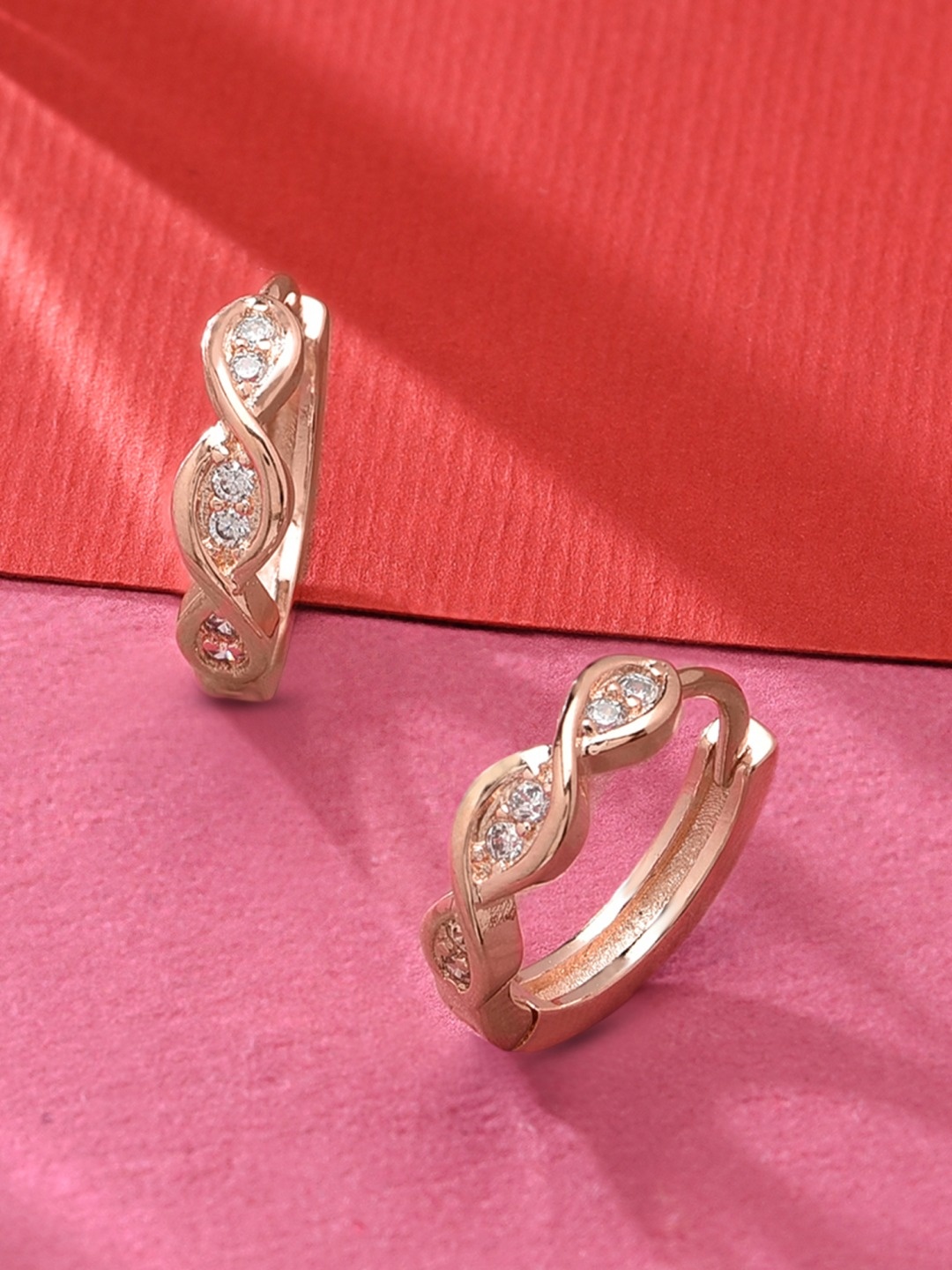 

AMI Rose Gold-Plated Contemporary Hoop Earrings