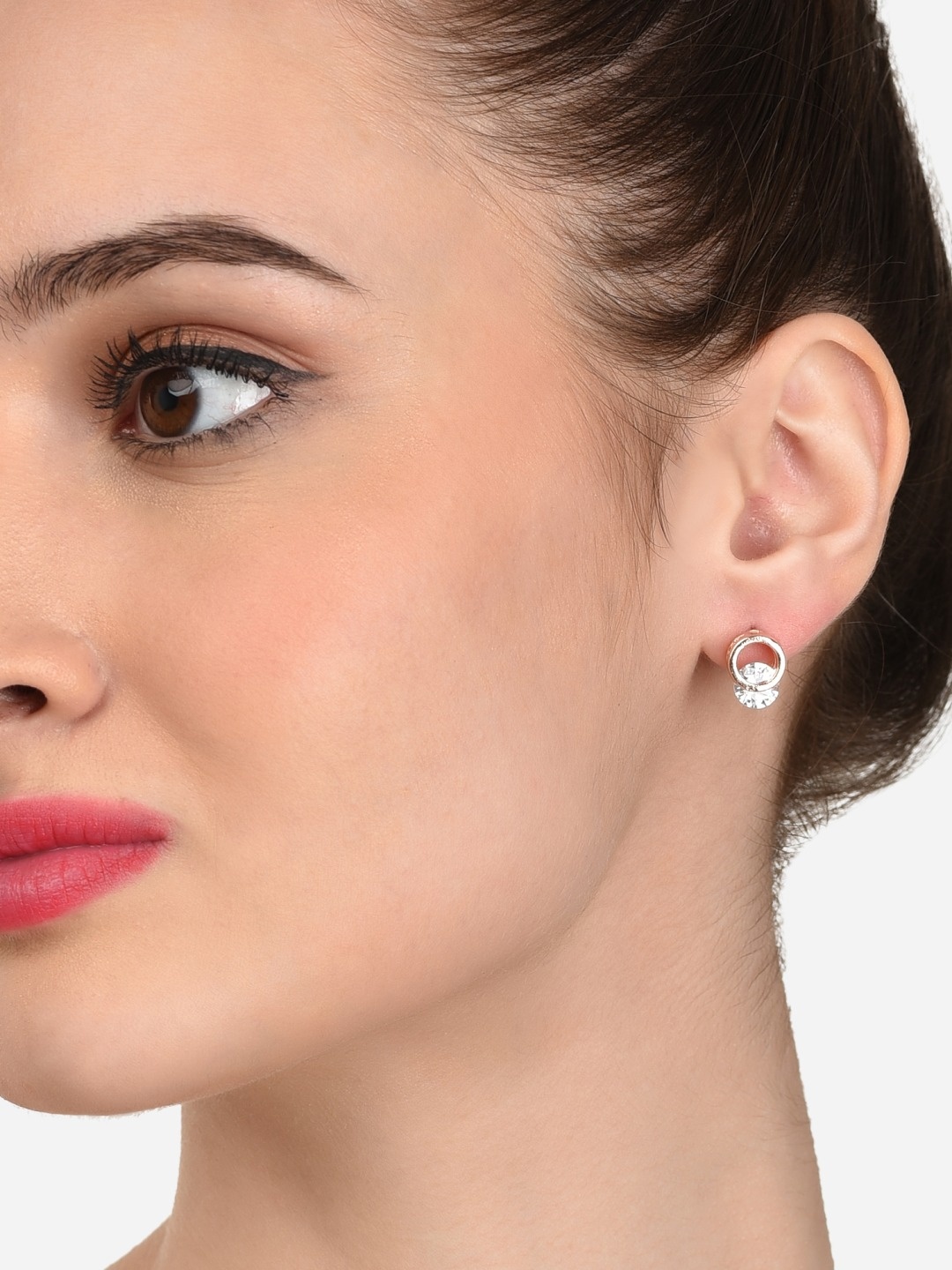 

AMI Rose Gold Circular Studs Earrings