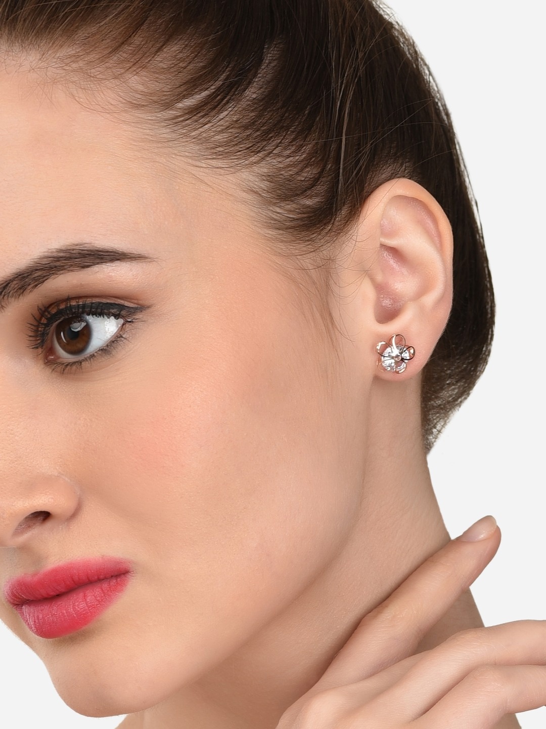 

AMI Rose Gold Floral Studs Earrings