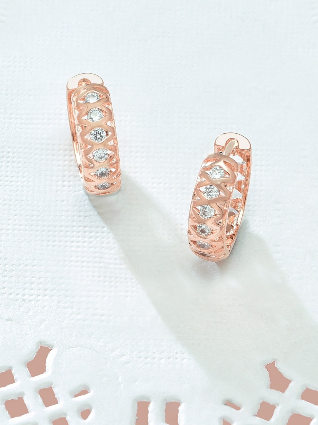 

AMI Rose Gold Contemporary Half Hoop Earrings