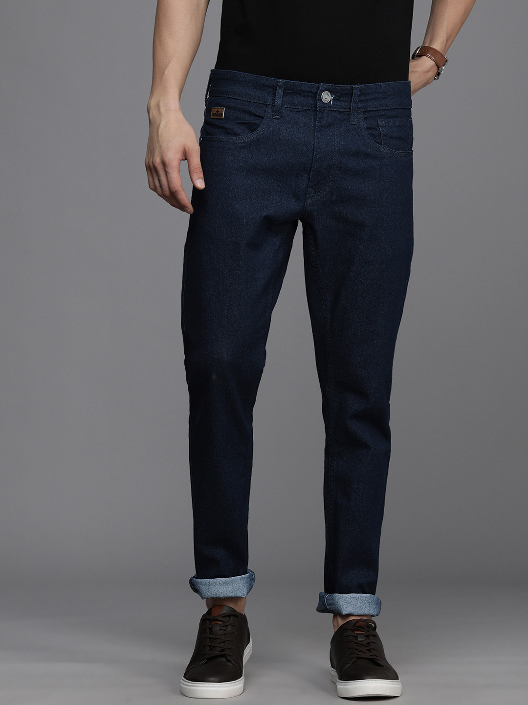 

WROGN Men Navy Blue Slim Fit Mid-Rise Clean Look Stretchable Jeans