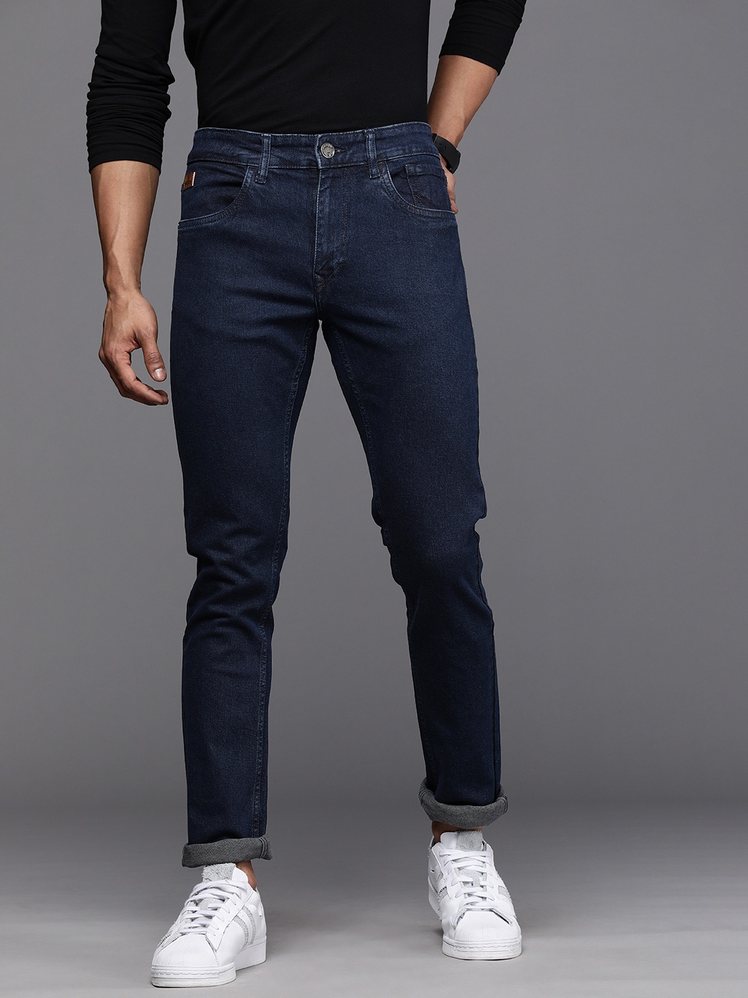

WROGN Men Navy Blue Slim Fit Stretchable Jeans
