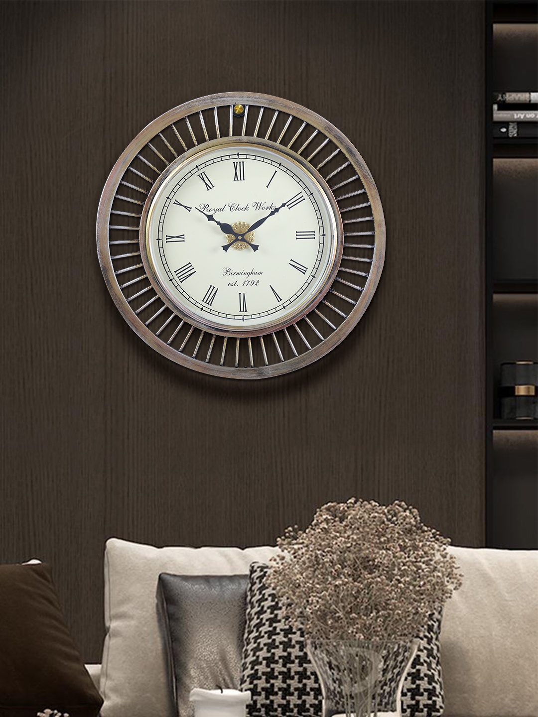 

Aapno Rajasthan Copper-Toned & White Printed Contemporary Analogue Wall Clock 45 cm