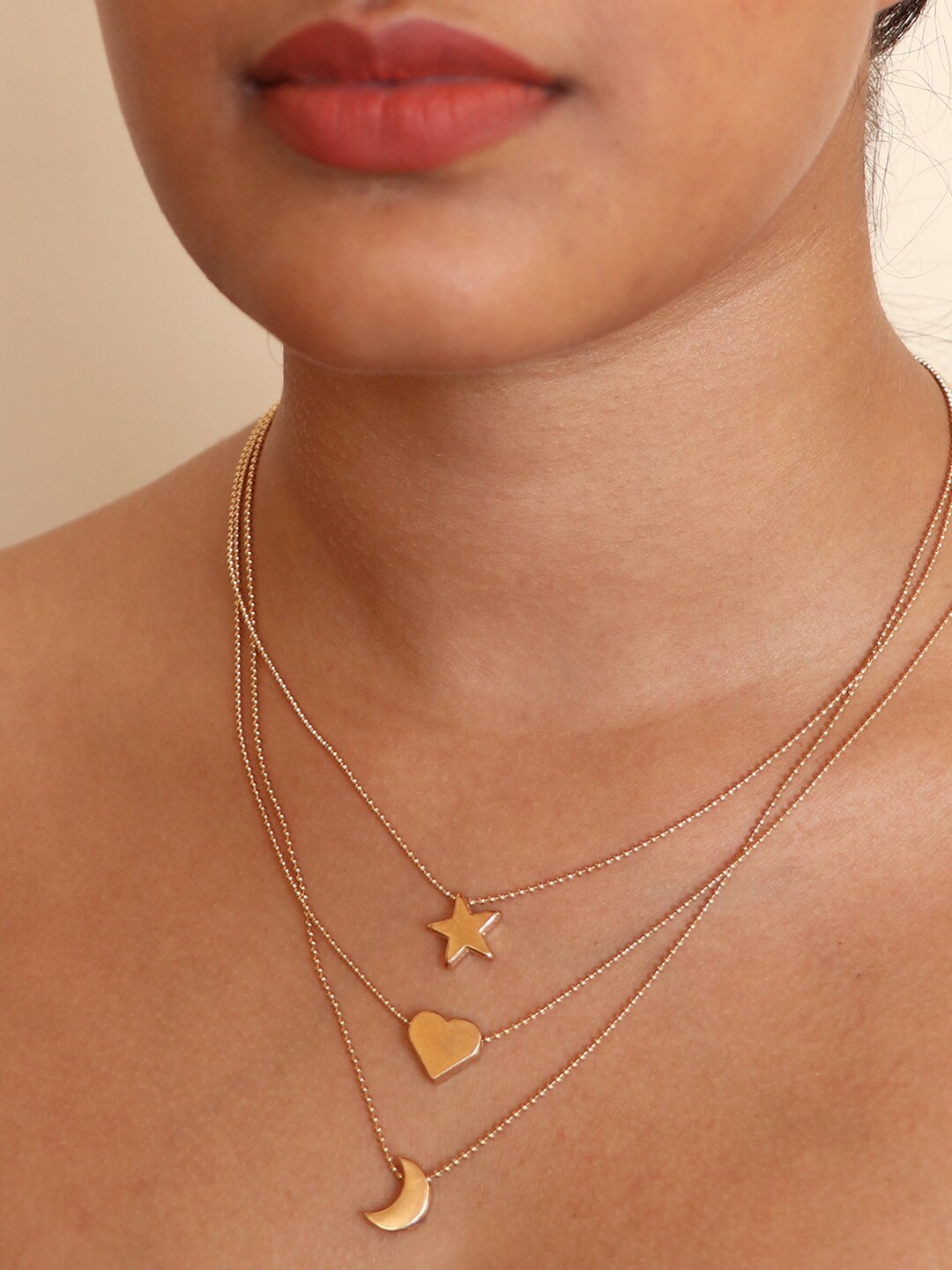 

Ayesha Mini Charm Pendant Layered Necklace, Gold