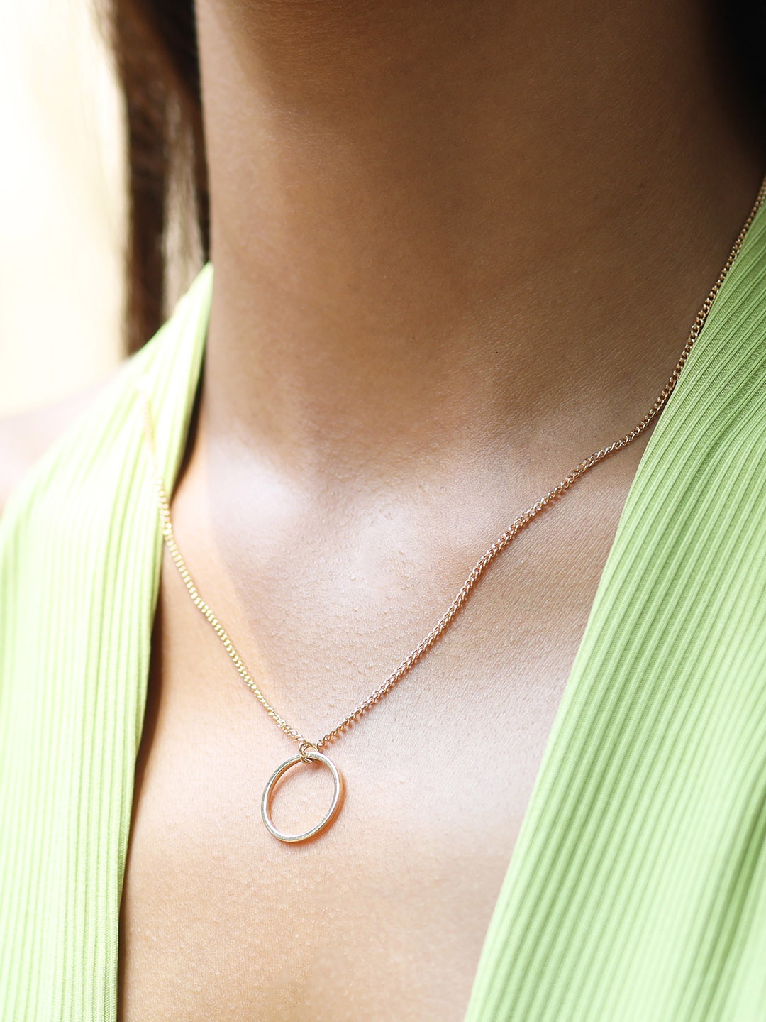 

Ayesha Gold-Toned Circular Mini Pendant Dainty Necklace