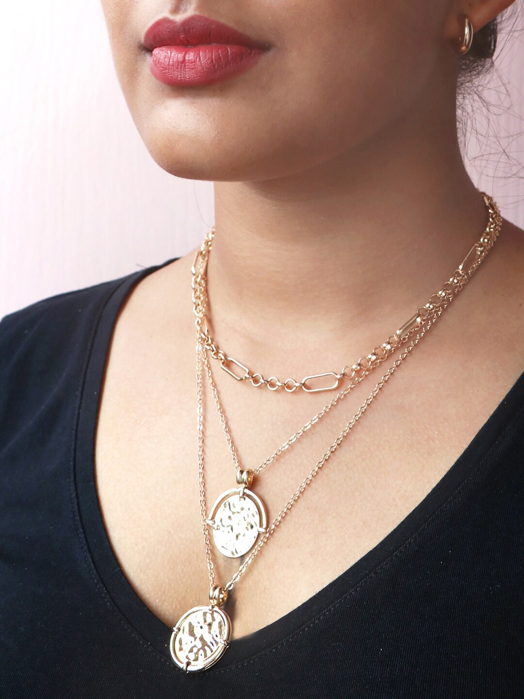 

Ayesha Coin Pendant Layered Necklace, Gold