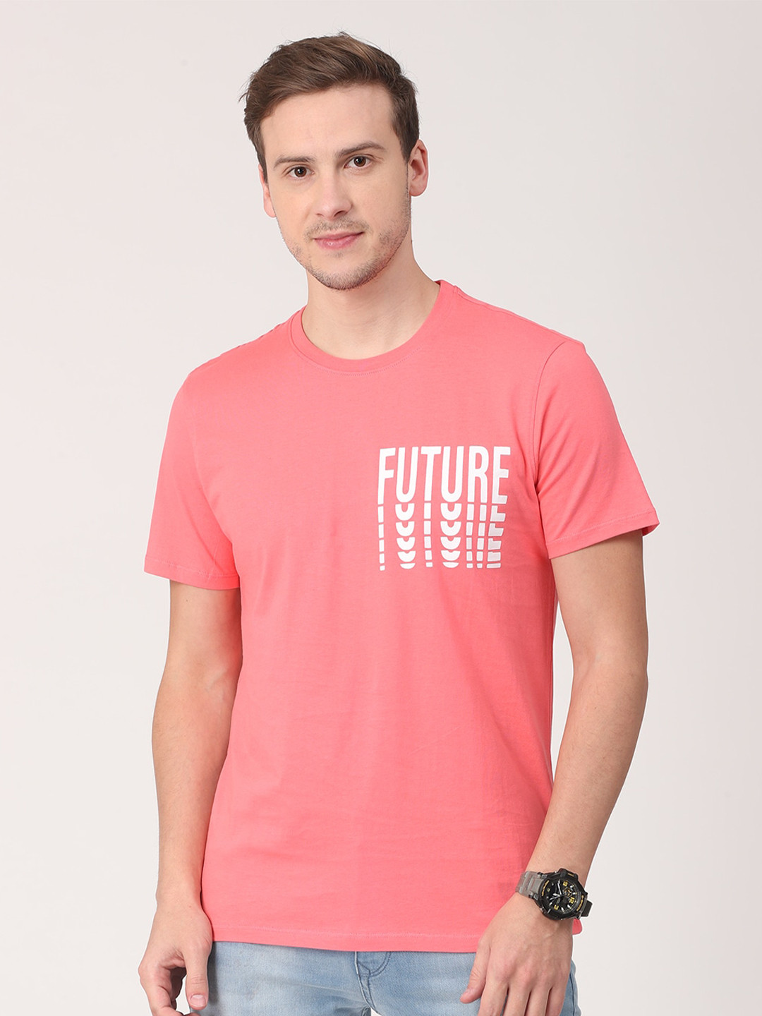 

Mast & Harbour Men Pink Typography Printed T-shirt