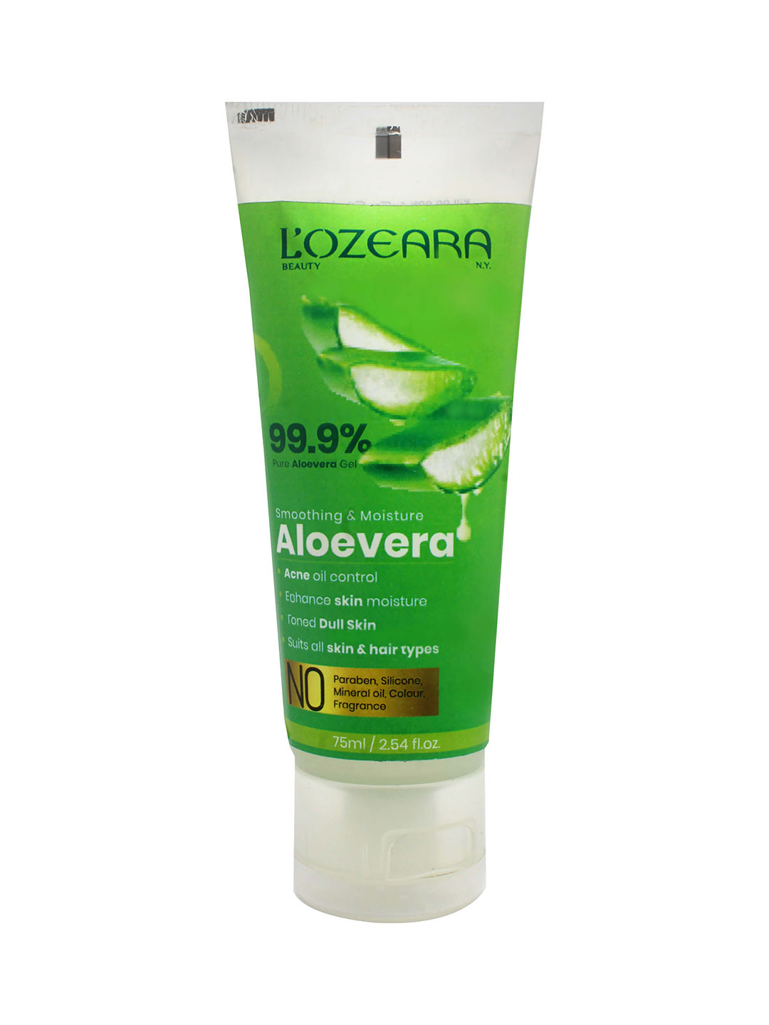 

LOZEARA BEAUTY N.Y Smoothing & Moisturizing Pure Aloevera Gel for Skin & Hair - 75 ml, Green