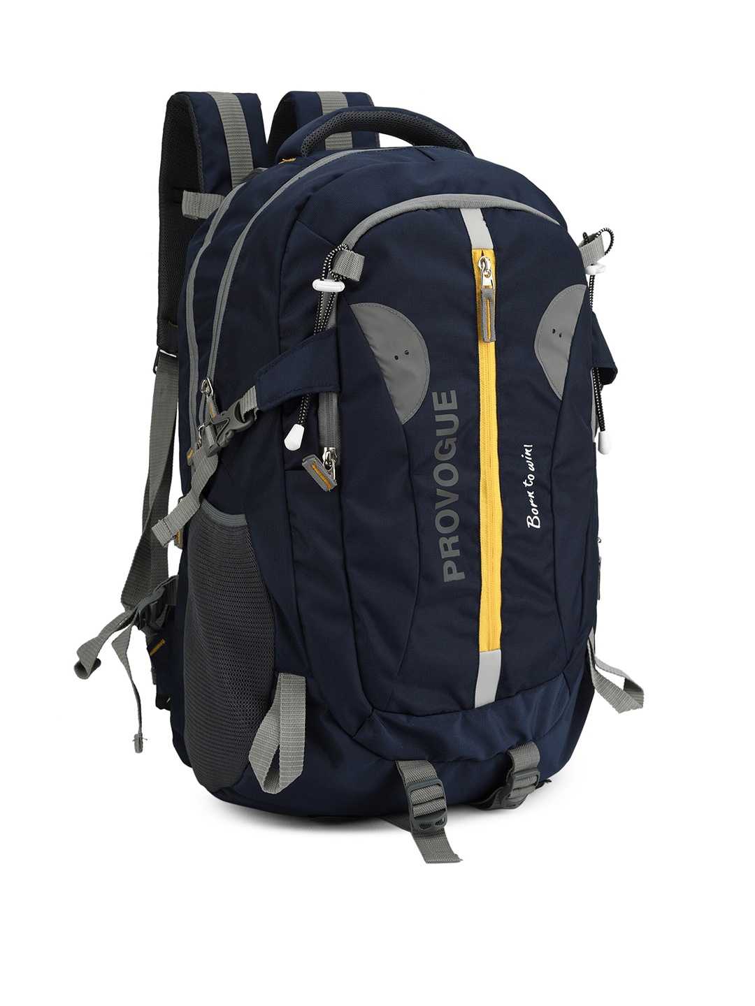 

Provogue Unisex Navy Blue Large Colourblocked Backpack with Reflective Strip & Rain Cover